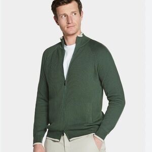 Spada roma maglia full zip ribbed sweater pure cotton green